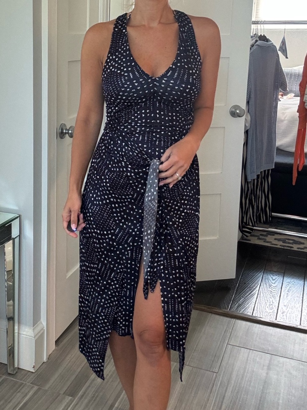 Lenny Niemeyer Brazil Resort Cover Up Dress Navy Print Midi small